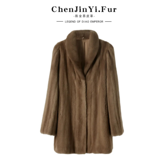 『』全抽刀｜南瓜挽袖 进口水貂皮草中长款外套 ｜衣长85