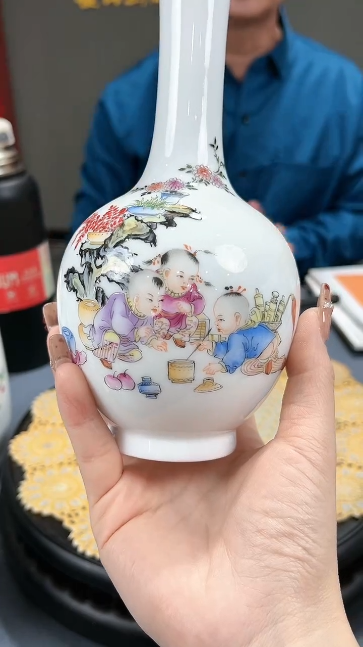 【闪购商品】官窑瓷画院912官窑瓷画院童子赏瓶