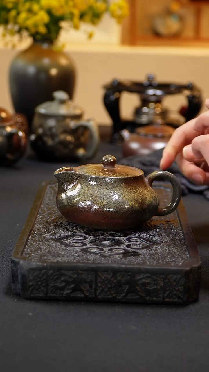 茶壶紫砂纯自然柴烧