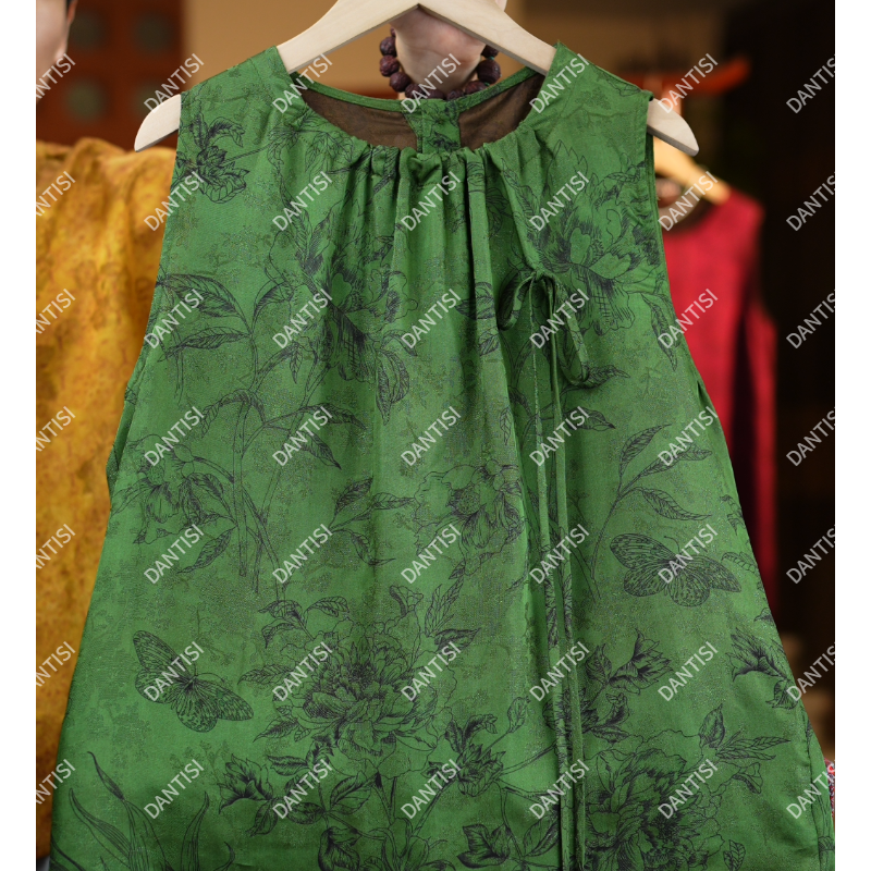 竹霜《非遗美学》新中式洋气减龄无袖背心1225