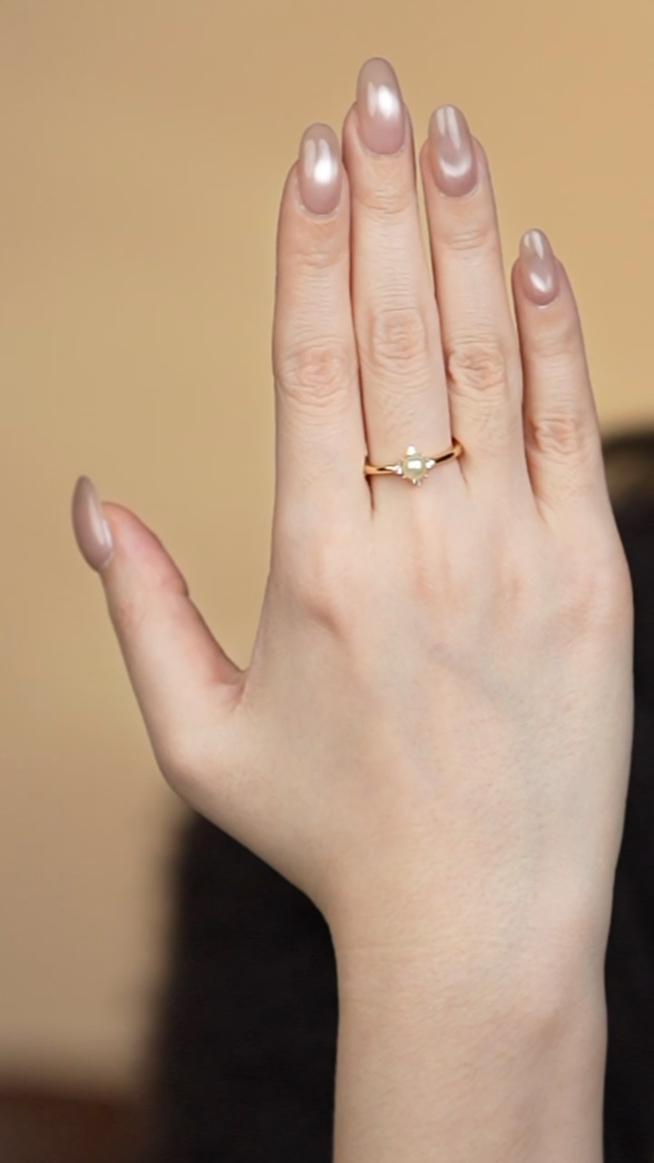 银S925镶嵌戒指海水珍珠4-5akoya羽皇金戒指