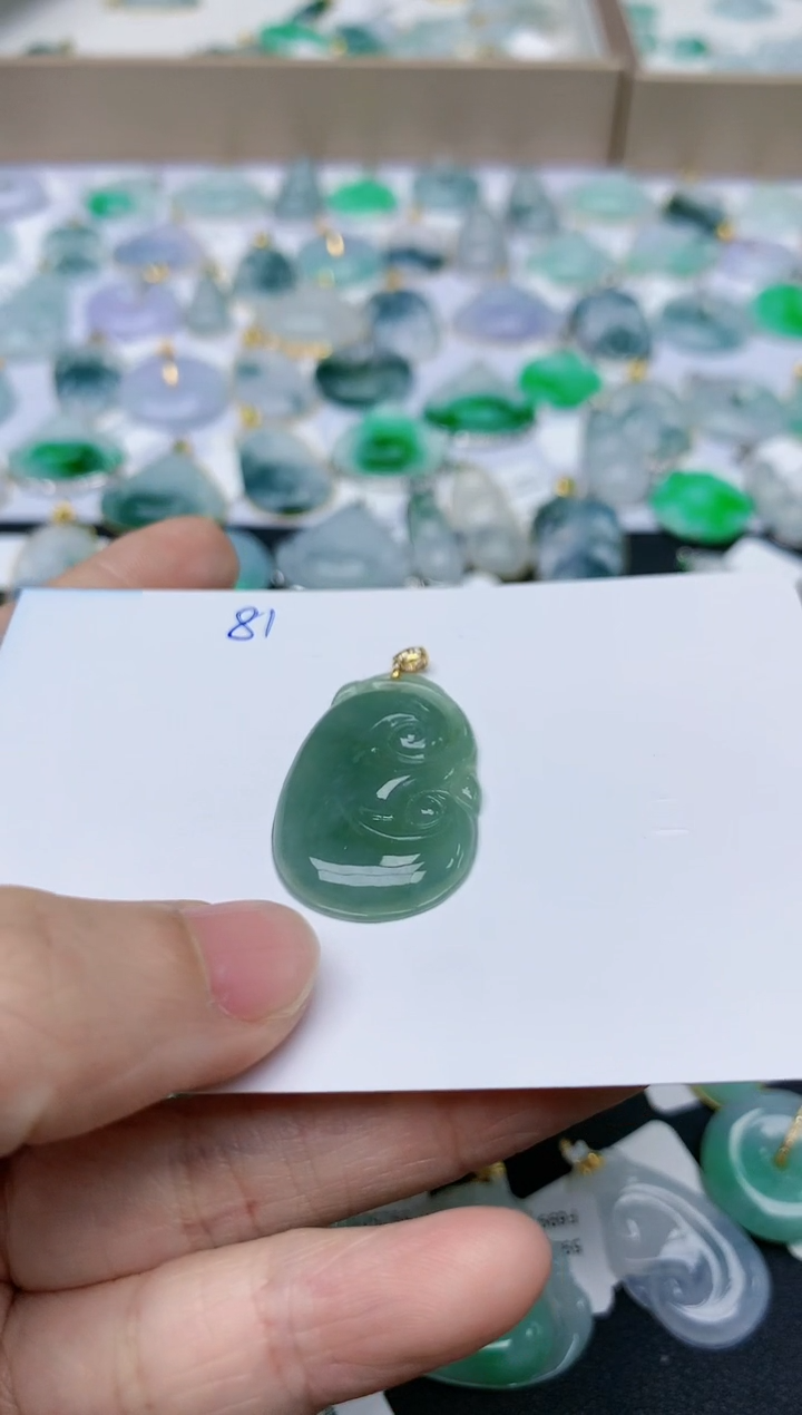 【闪购商品】翡翠颈饰18K金镶嵌天然翡翠A货    
