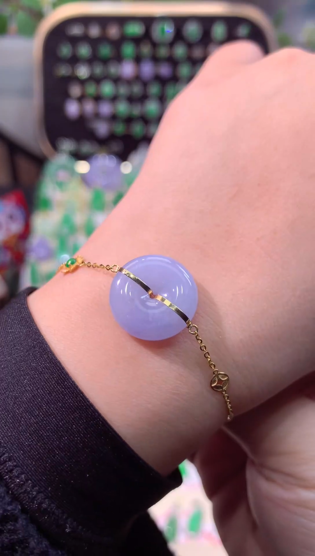 【闪购商品】翡翠手链18K金镶嵌缅甸天然A货翡翠