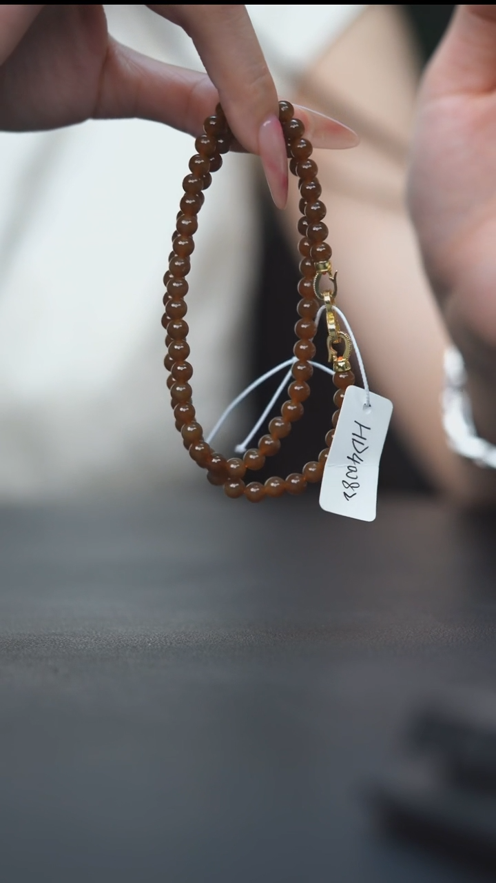 项链未镶嵌和田玉HD40082糖玉圆珠项链