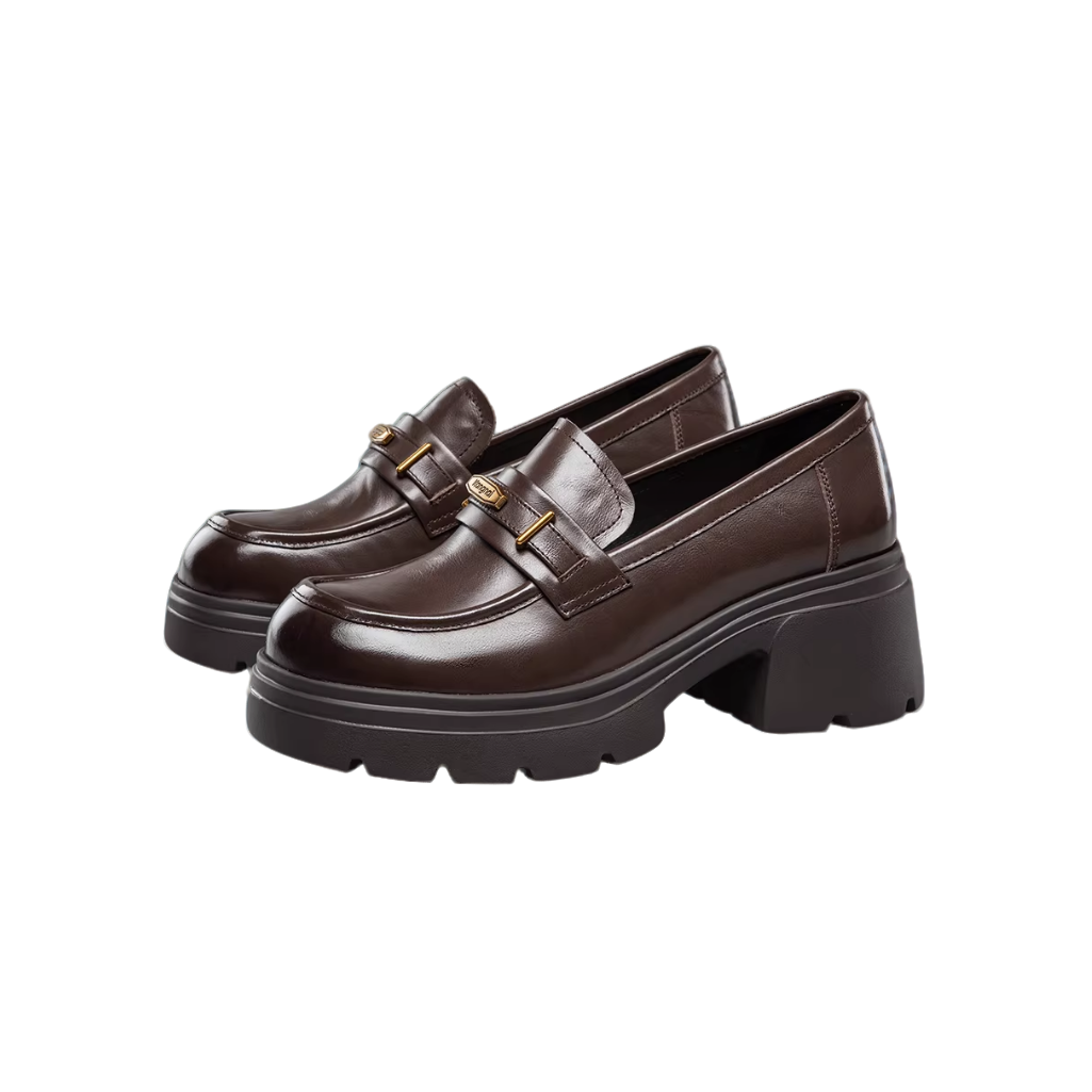 KANGNAI/康奈2025秋季11156113时尚牛皮厚底英伦圆头舒适JK乐福鞋