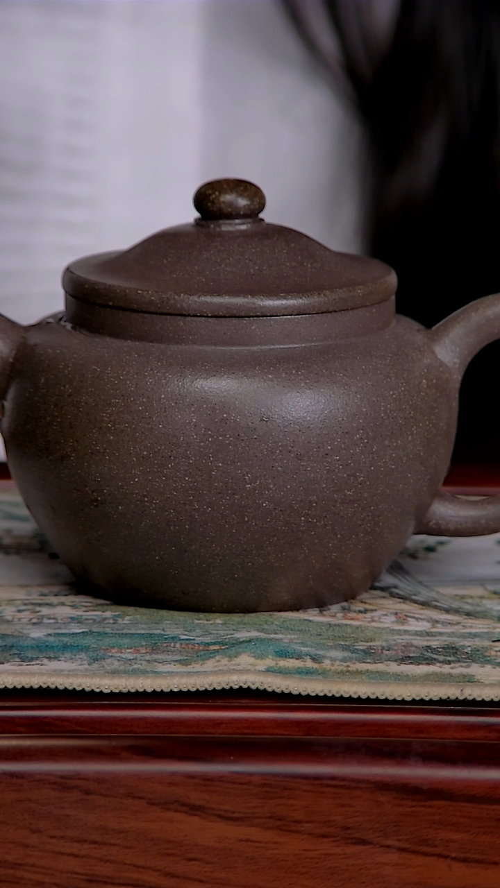 茶壶紫砂蟹壳青笠帽水平壶240cc