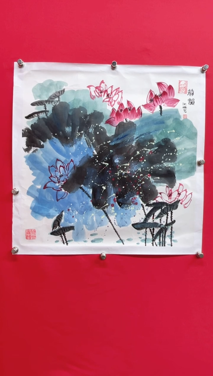【闪购商品】国画沈琳老师手绘-国画重彩荷花