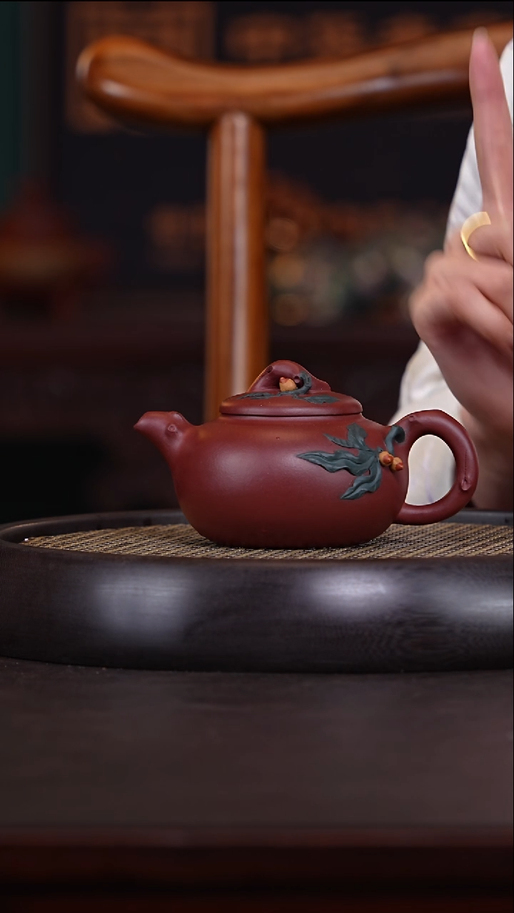 【闪购商品】紫砂茶壶清砂堂8-77海棠红花器280cc