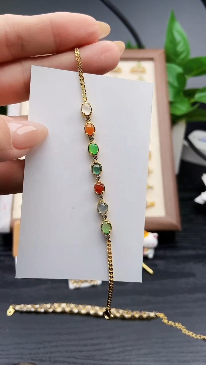 银S925镶嵌手链翡翠12