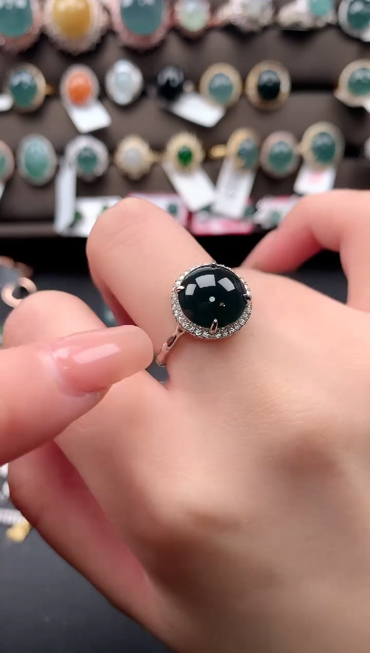 【闪购商品】翡翠戒指银S925镶嵌52141