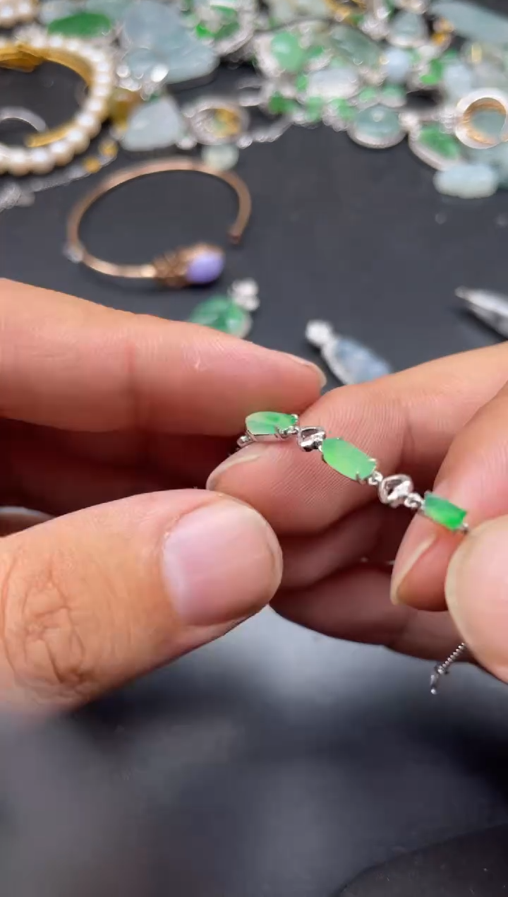 【闪购商品】翡翠手链18K金镶嵌foce寄售商品不退不换