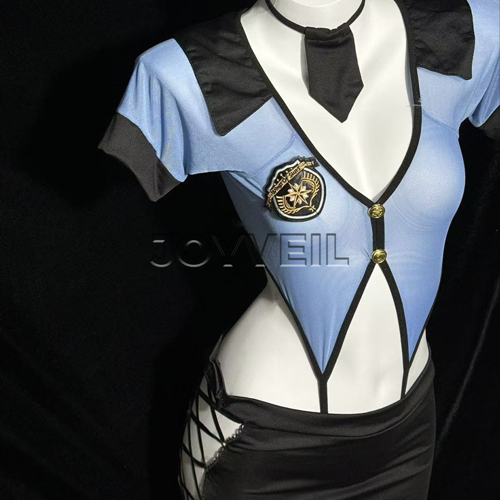 JOYVEIL悦帷蓝色制服御姐成人睡衣装扮三件套领带包臀裙欧美
