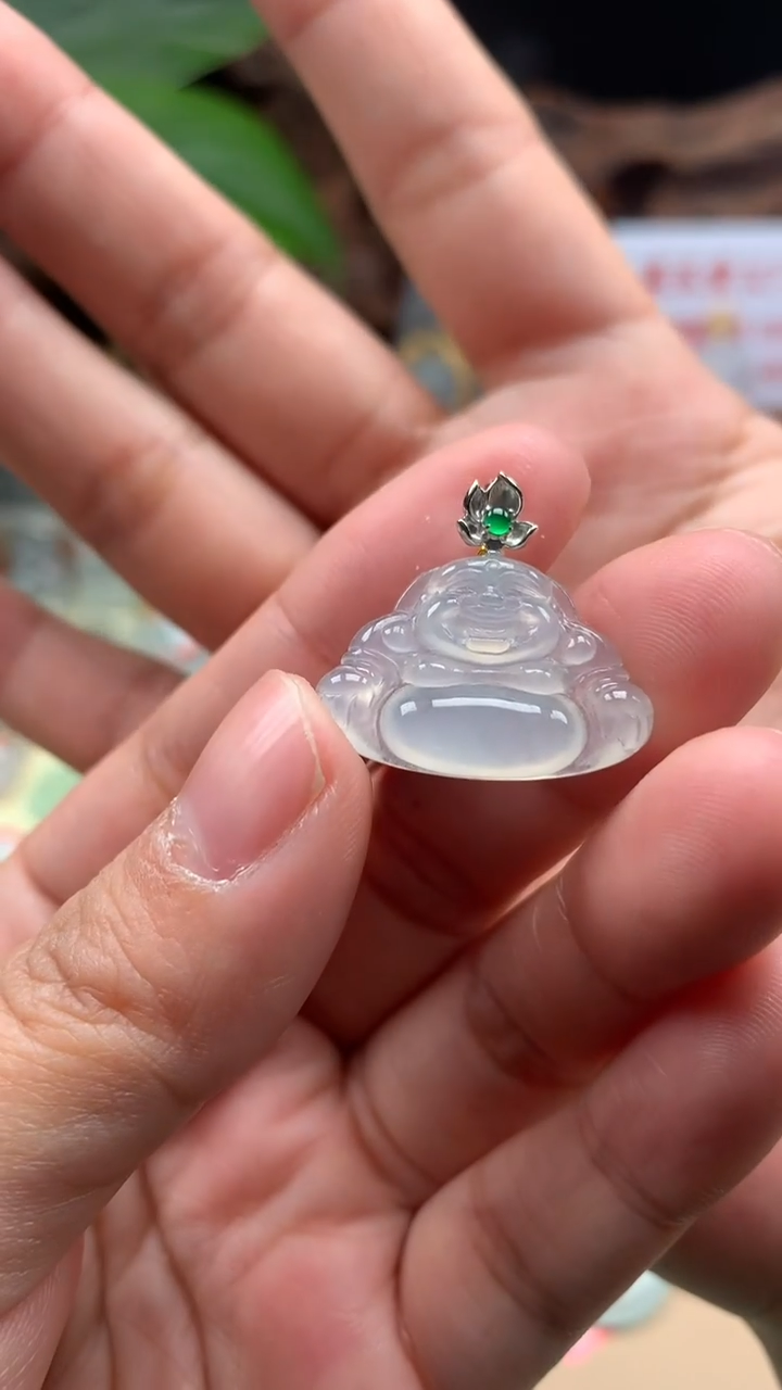 【闪购商品】翡翠颈饰18K金镶嵌佛公