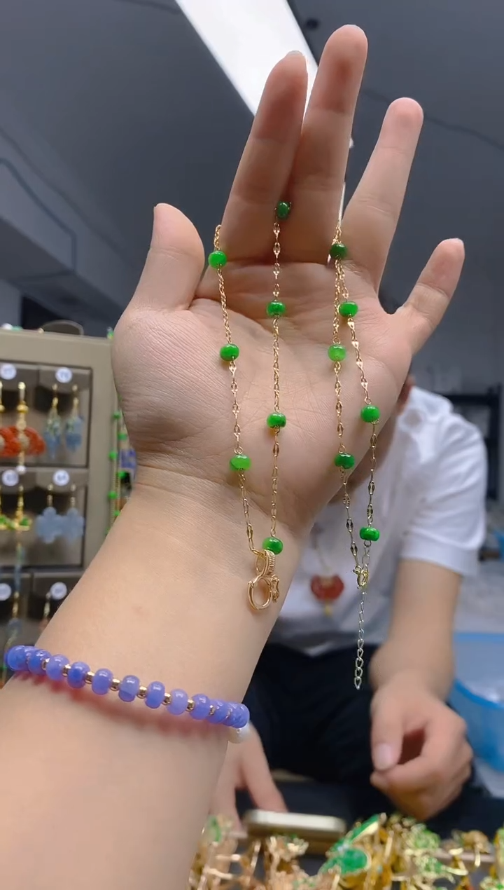 【闪购商品】翡翠耳饰合金0373翡翠锁骨链