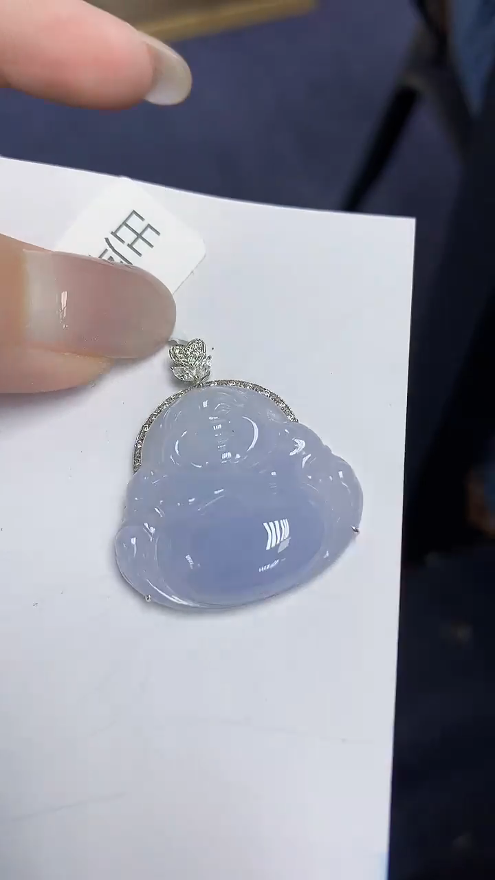 翡翠18K金镶嵌颈饰天然缅甸翡翠A货