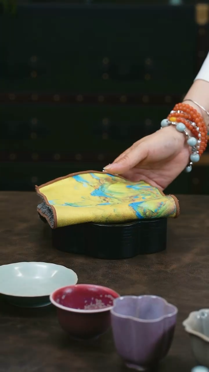 【闪购商品】W宝丰宋官窑原产地茶巾 千里江山图