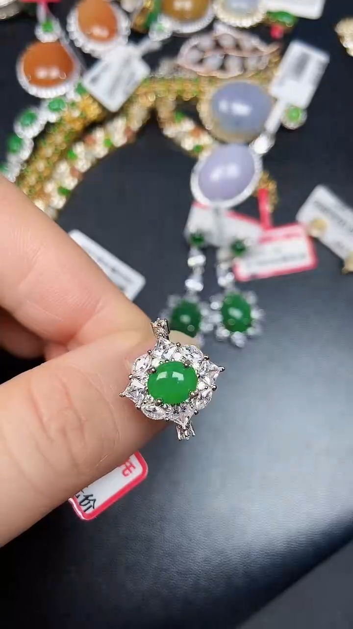 银S925镶嵌戒指翡翠1810