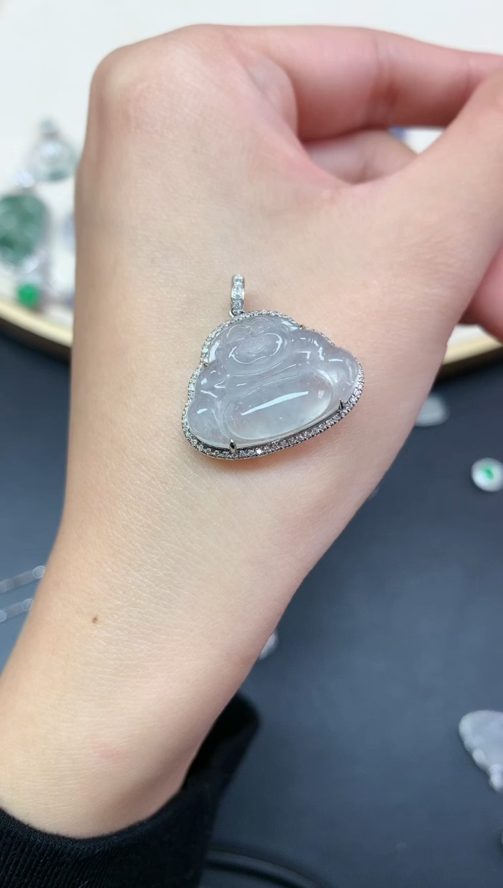 【闪购商品】翡翠吊坠(不含链)18K金镶嵌吊坠A117|3980