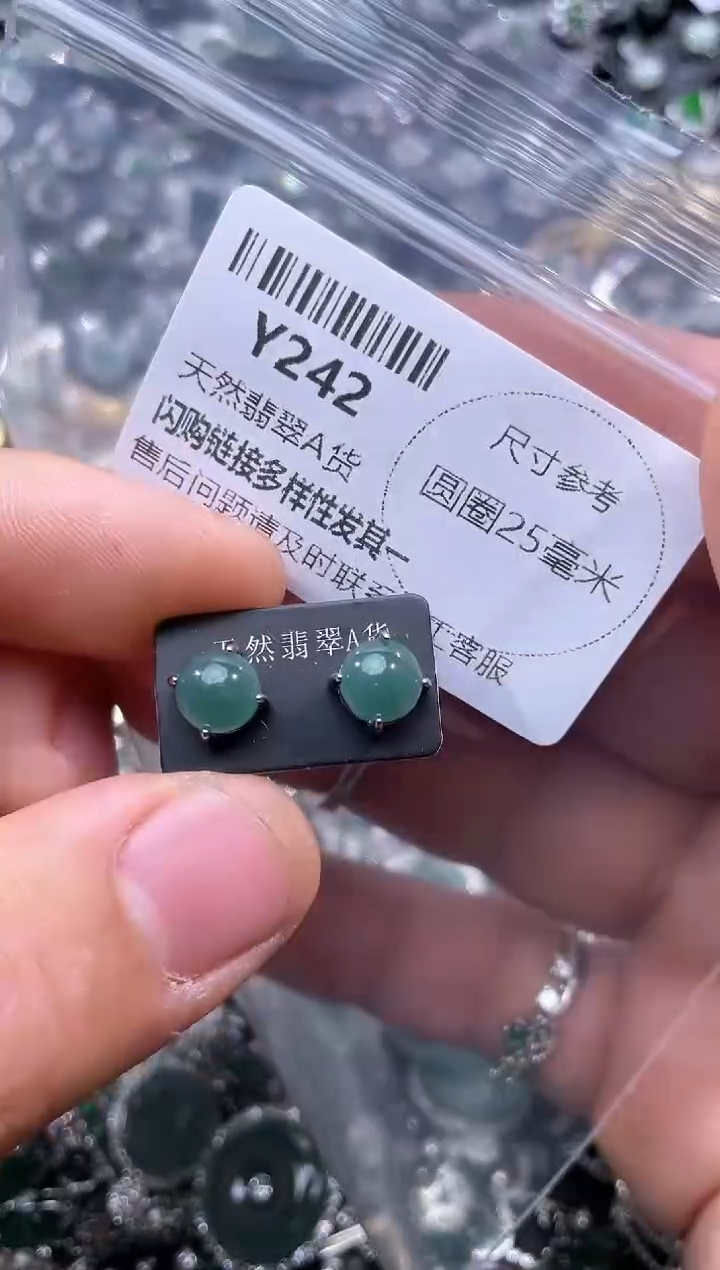 【闪购商品】翡翠颈饰未镶嵌Y242耳钉