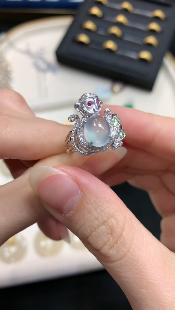 【闪购商品】翡翠戒指18K金镶嵌W196|4980