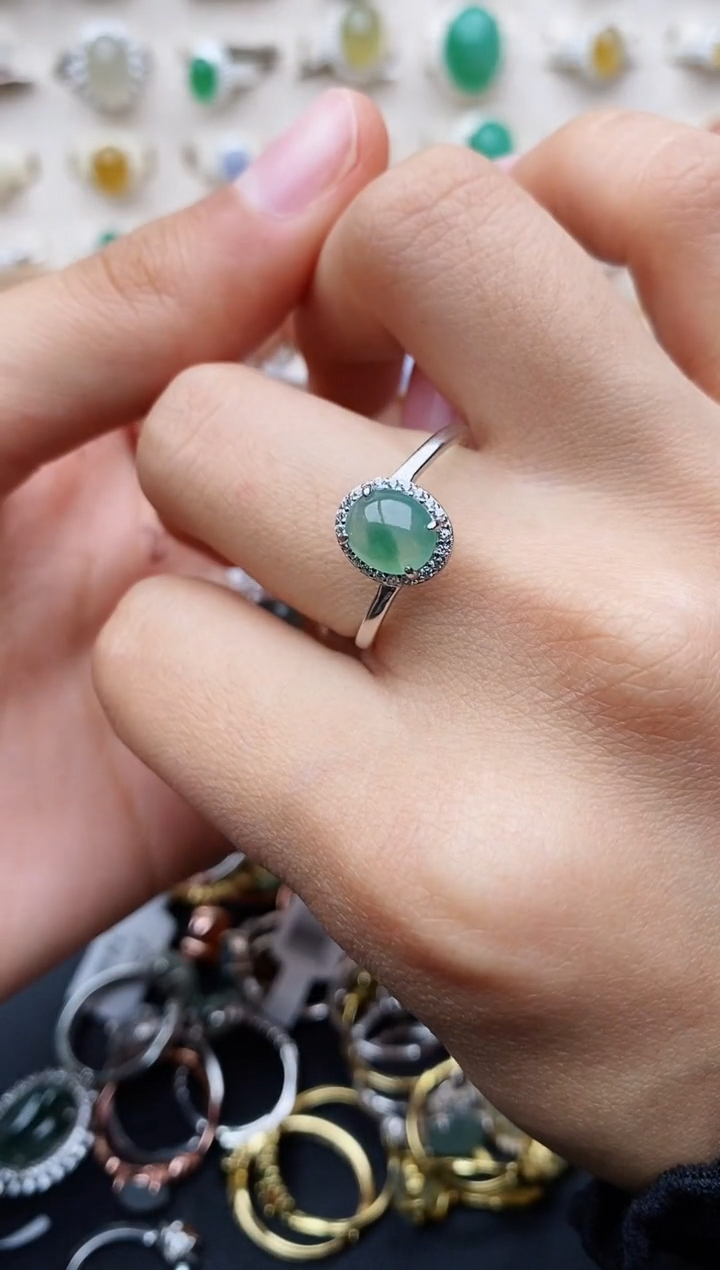 【闪购商品】翡翠戒指银S925镶嵌缅甸翡翠