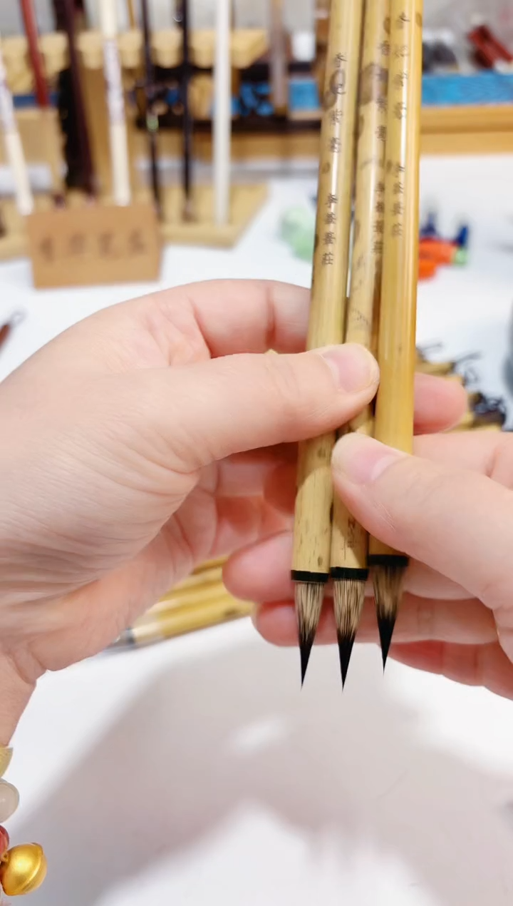 笔杆微瑕 香妃紫毫 紫毫寸楷毛笔3支 出锋2.5 口径0.7 