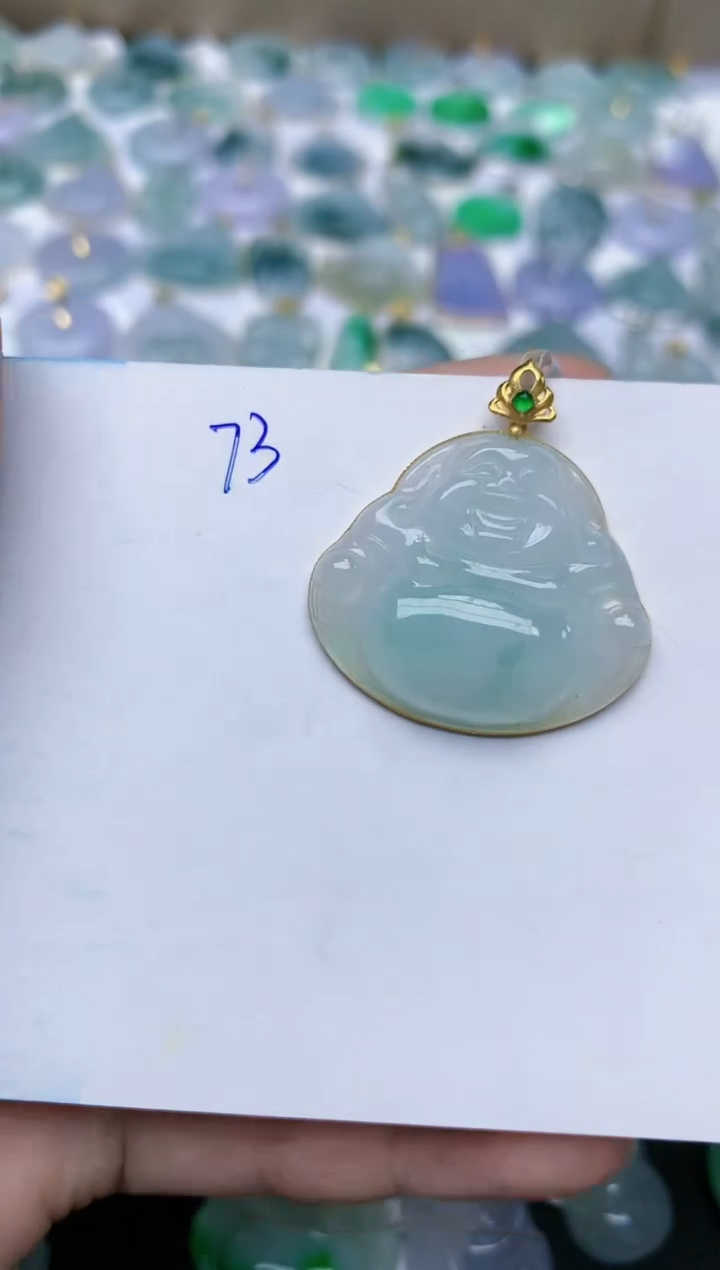 【闪购商品】翡翠颈饰18K金镶嵌天然翡翠A货    