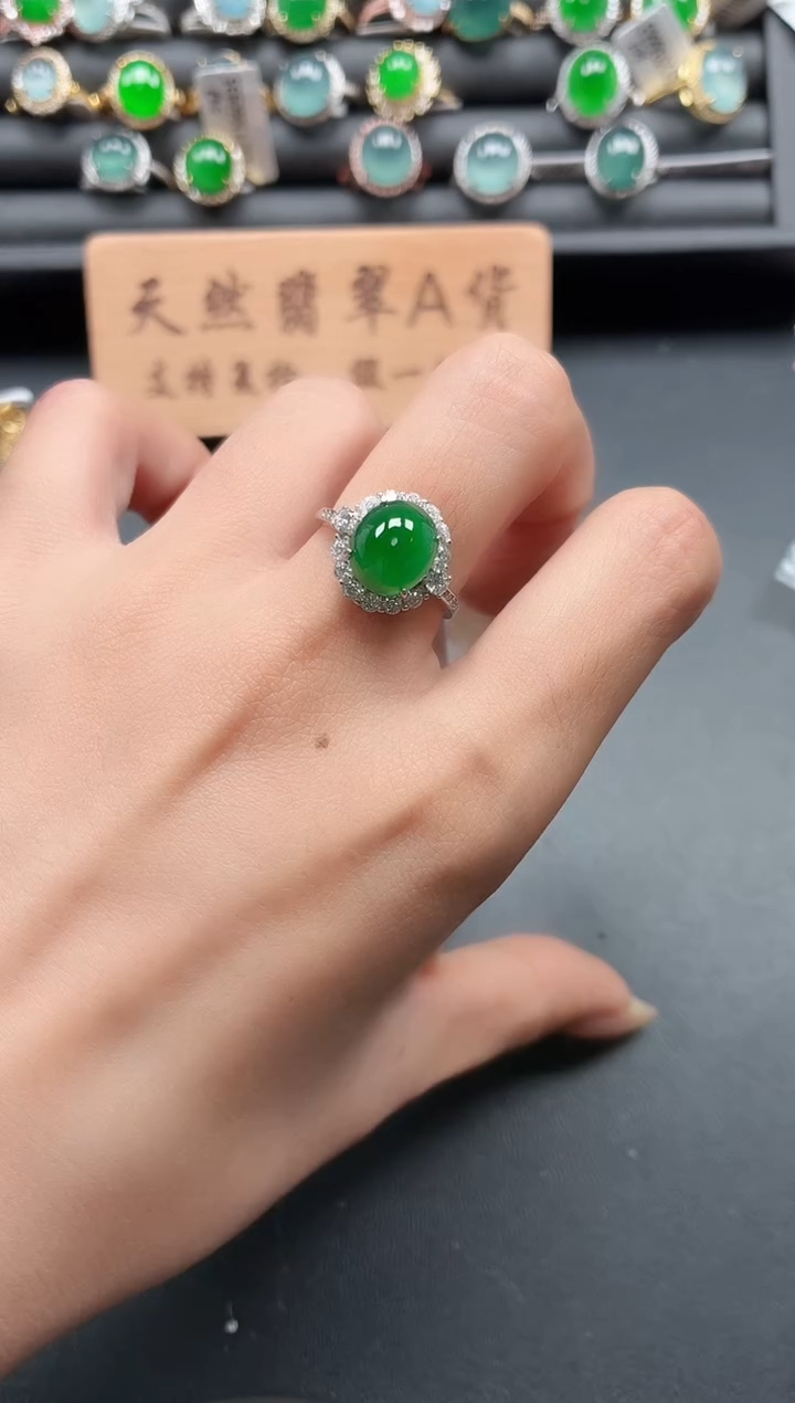 银S925镶嵌戒指翡翠111