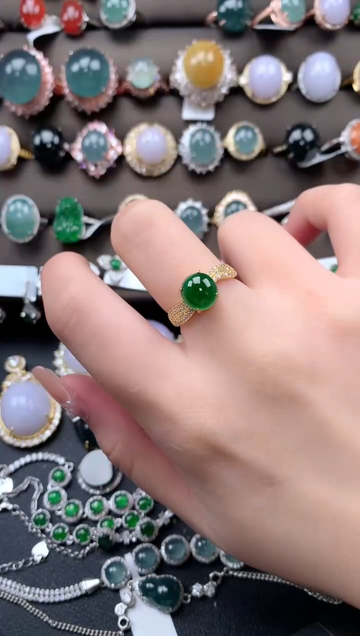 【闪购商品】翡翠戒指银S925镶嵌52141