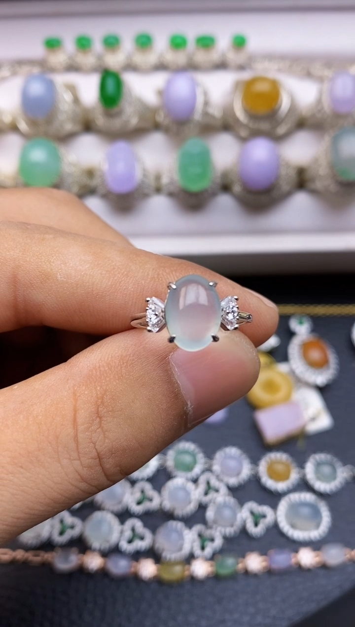 翡翠戒指银S925镶嵌/0005