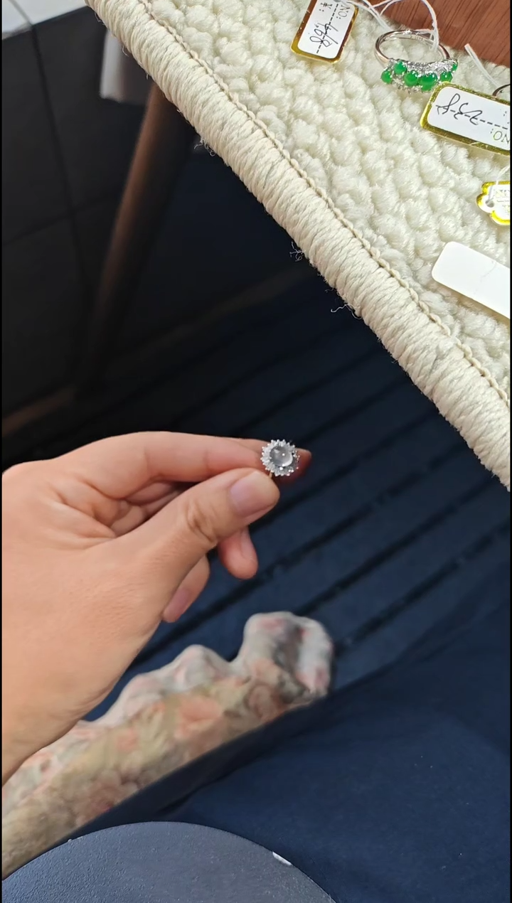 银S925镶嵌戒指翡翠翡翠戒指S925银镶嵌