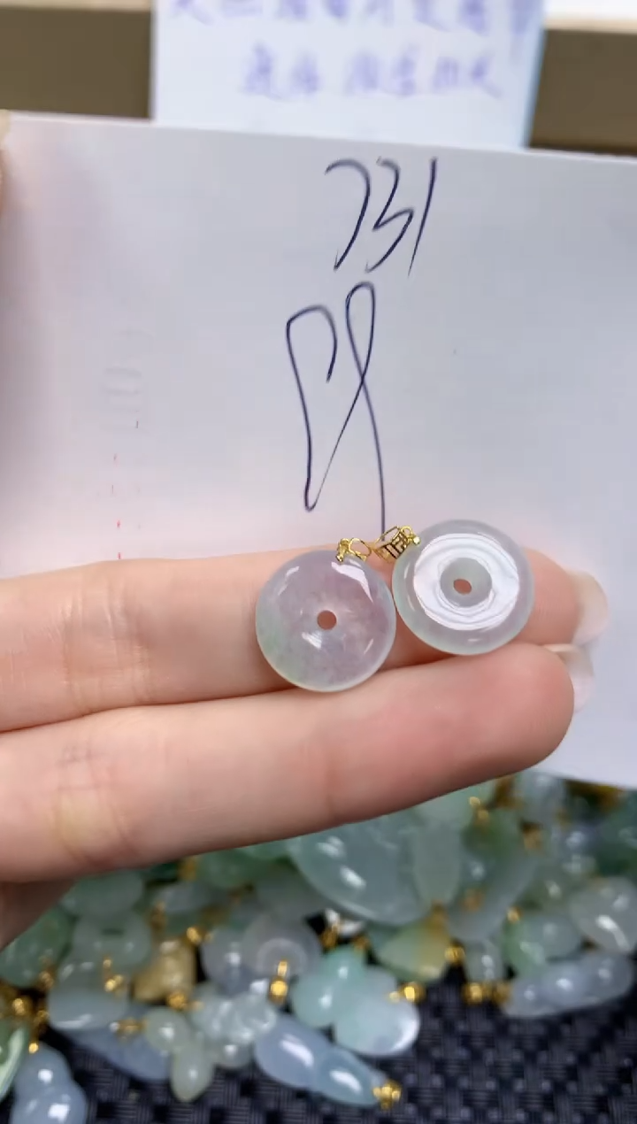 【闪购商品】翡翠颈饰18K金镶嵌天然缅甸A货翡翠