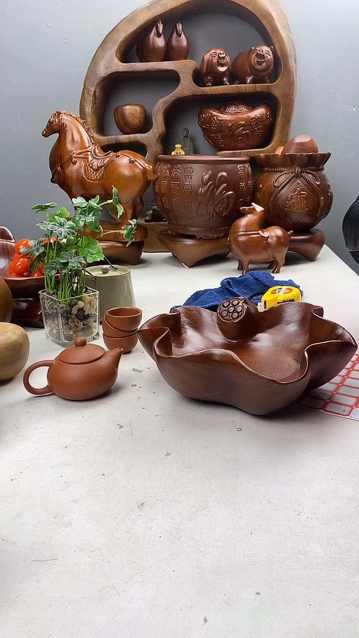 香樟木A16小莲蓬果盆/尺寸