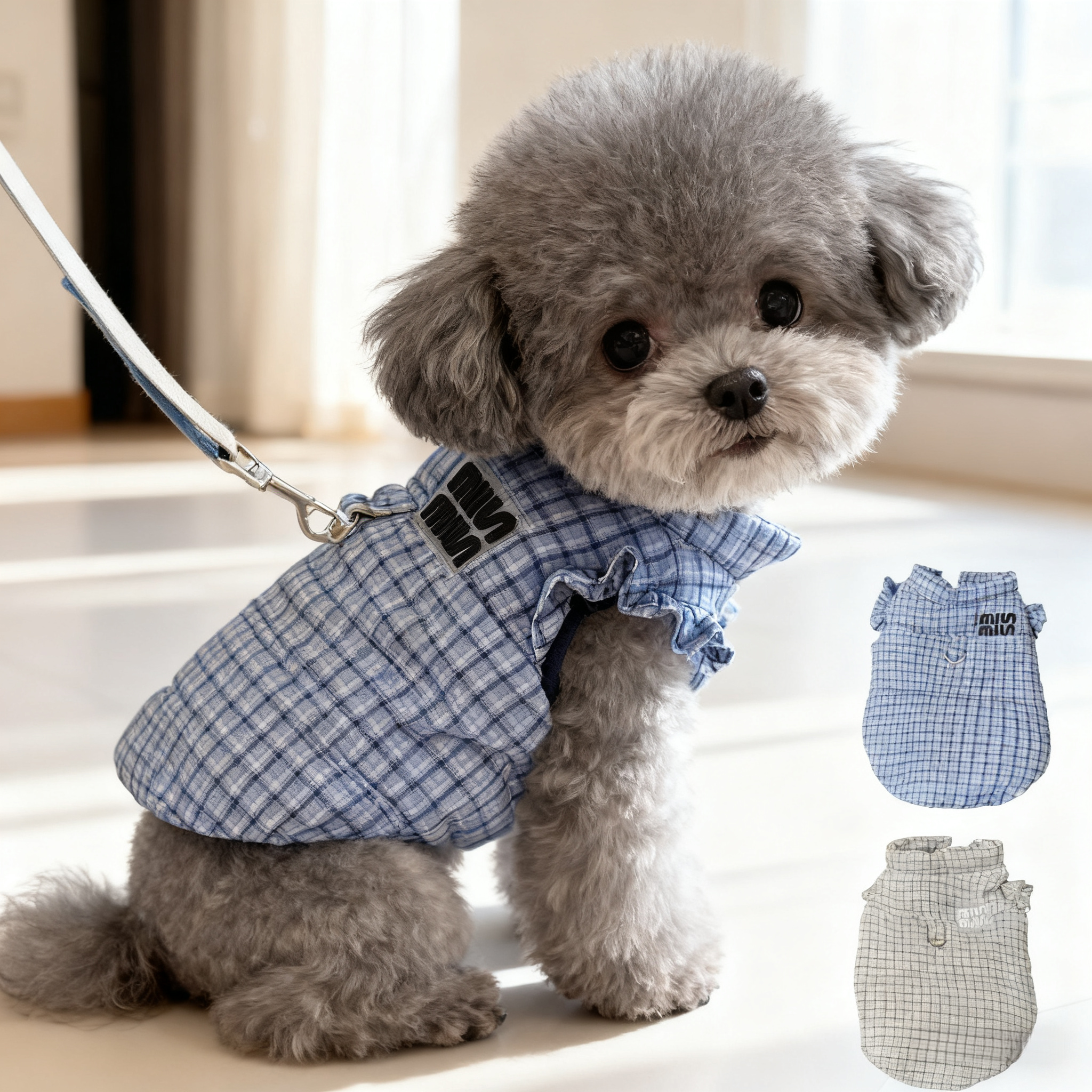 狗狗衣服秋冬装泰迪比熊博美约克夏贵宾小型犬宠物保暖棉衣可牵引