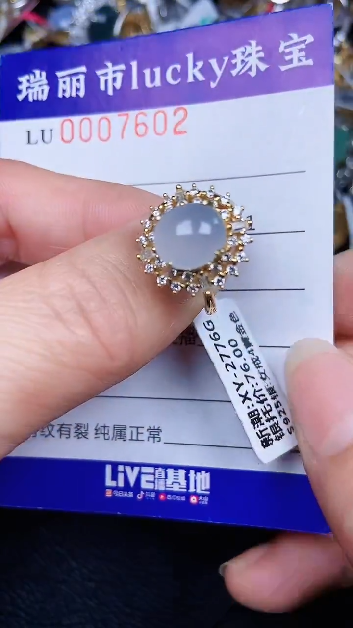 颈饰银S925镶嵌翡翠7602