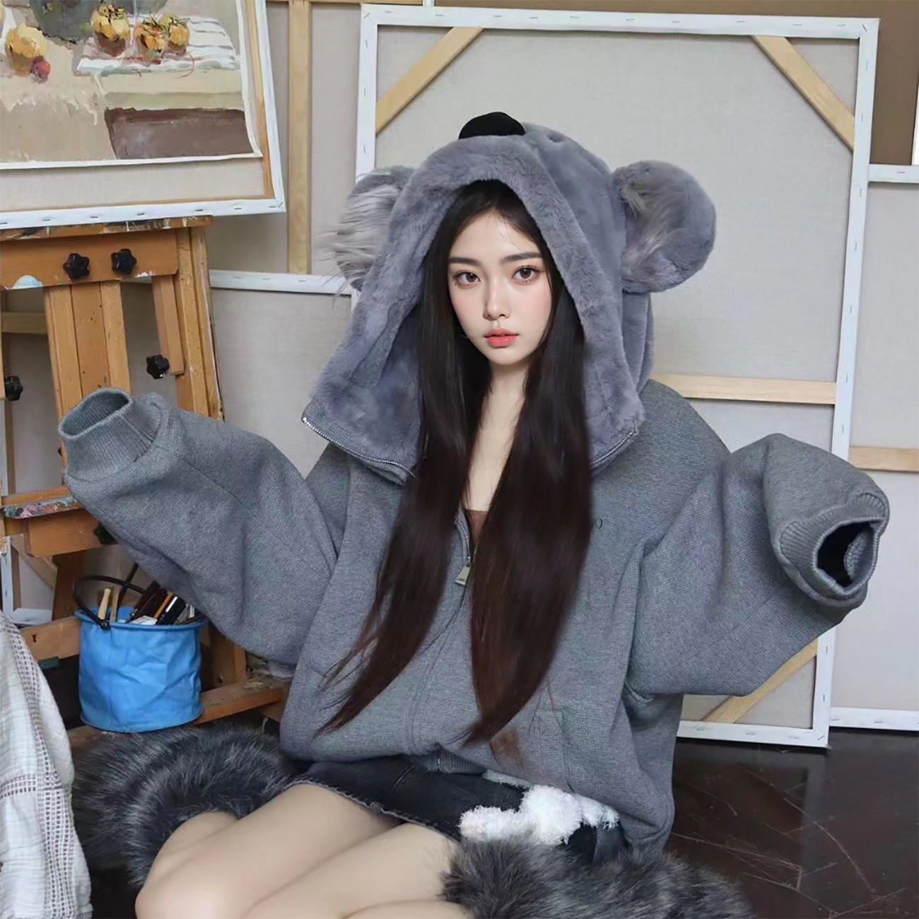 【Y283】设计感华夫格肌理感减龄百搭宽松休闲外套