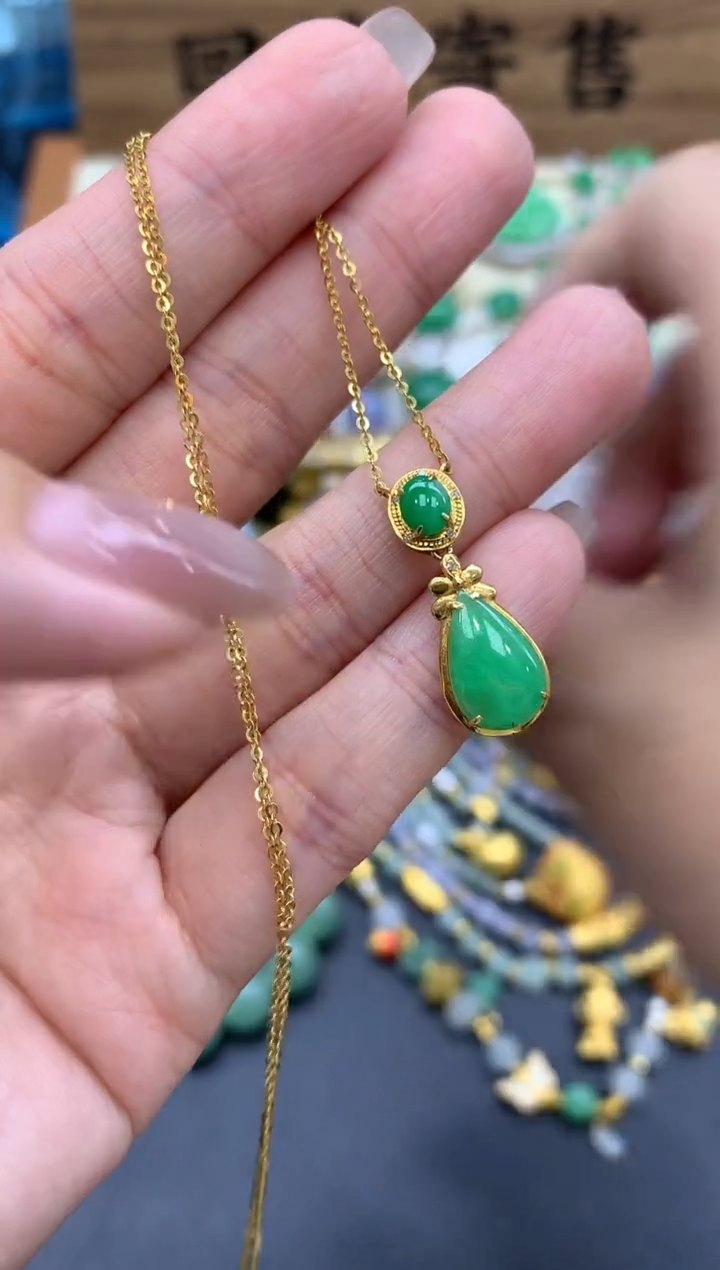 【闪购商品】翡翠颈饰18K金镶嵌357-中国好珍宝