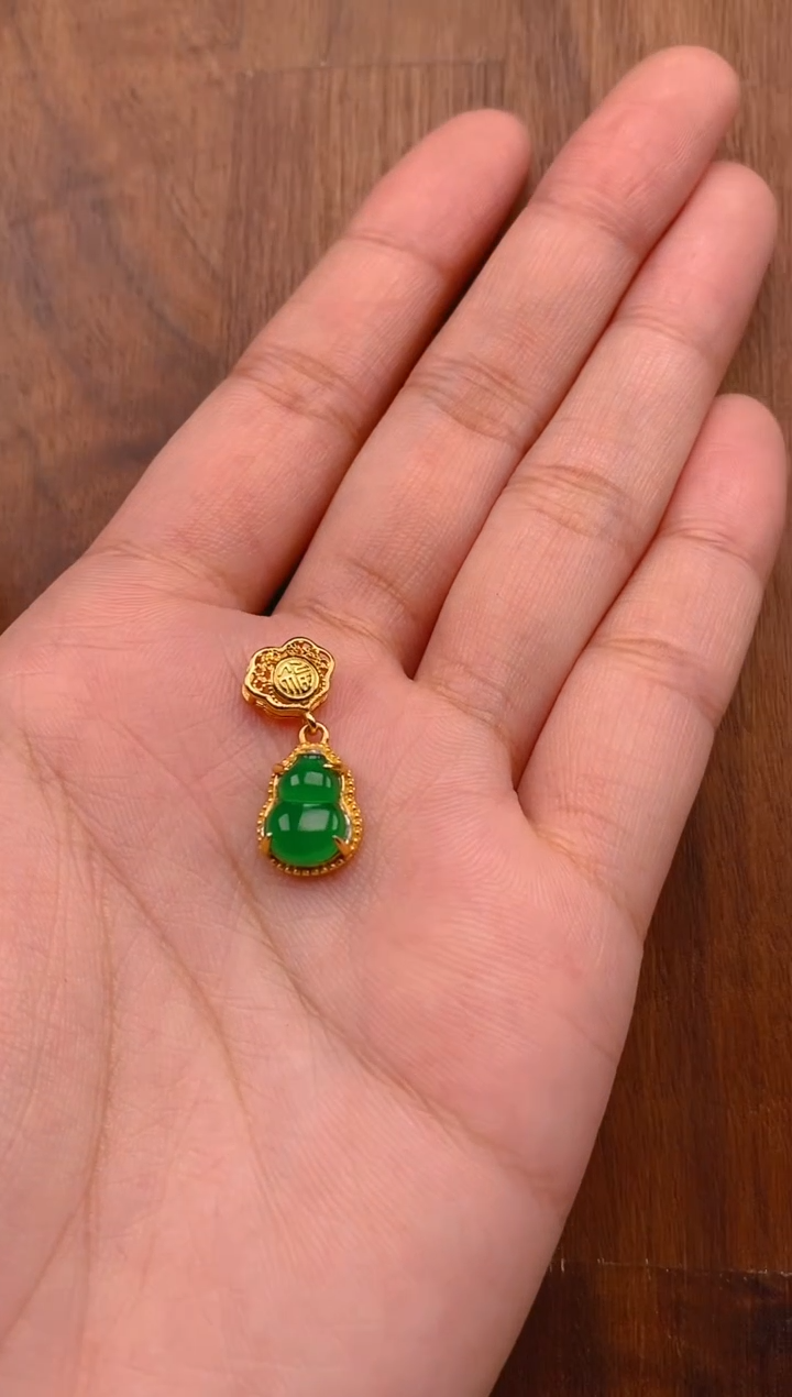 【闪购商品】翡翠吊坠(不含链)银S925镶嵌葫芦吊坠