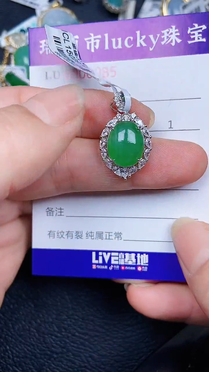 颈饰银S925镶嵌翡翠0085