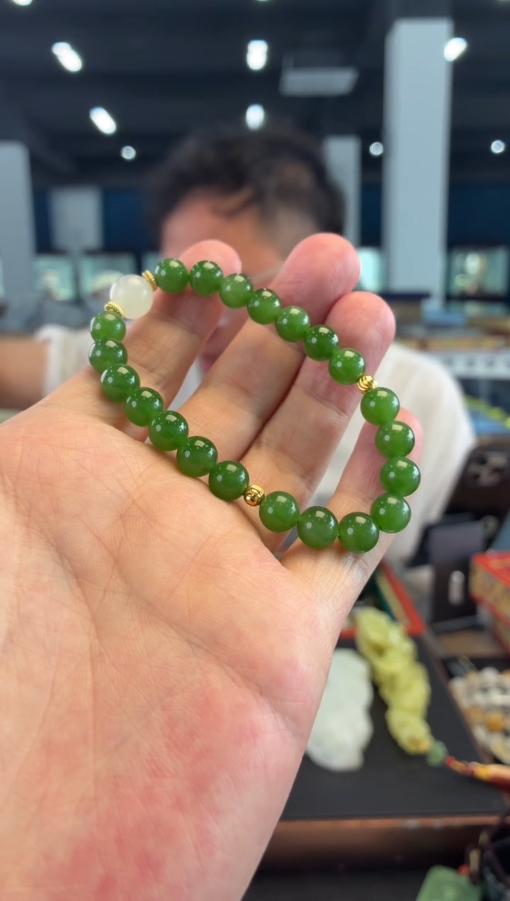 手串银S925镶嵌和田玉手串