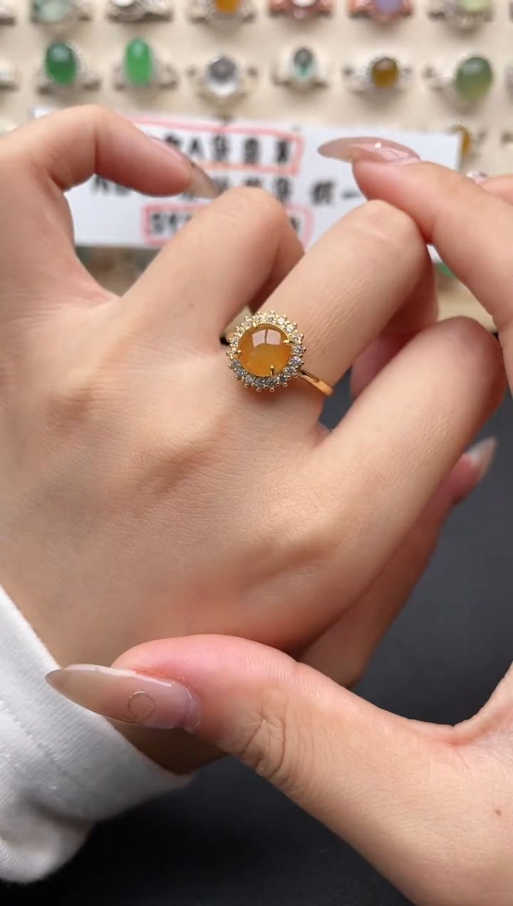 【闪购商品】翡翠戒指银S925镶嵌一物一证一礼盒