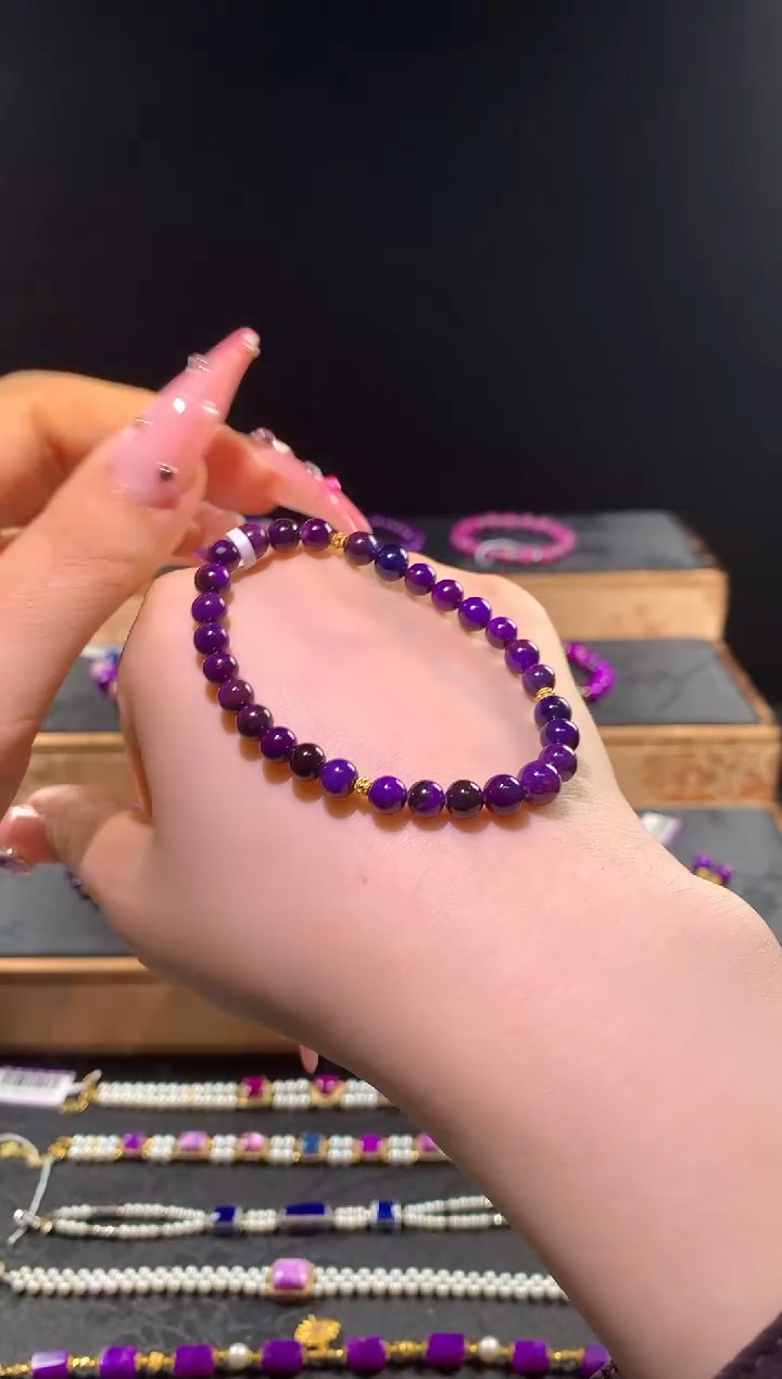 苏纪石（舒俱来）18K金镶嵌.?手串