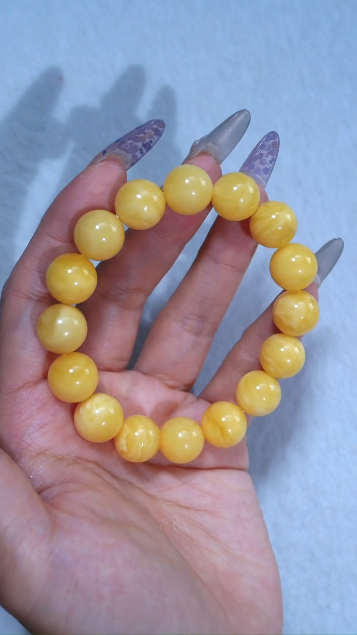 未镶嵌蜜蜡手链自然氧化1年12.5mm爆浓满蜡芝士