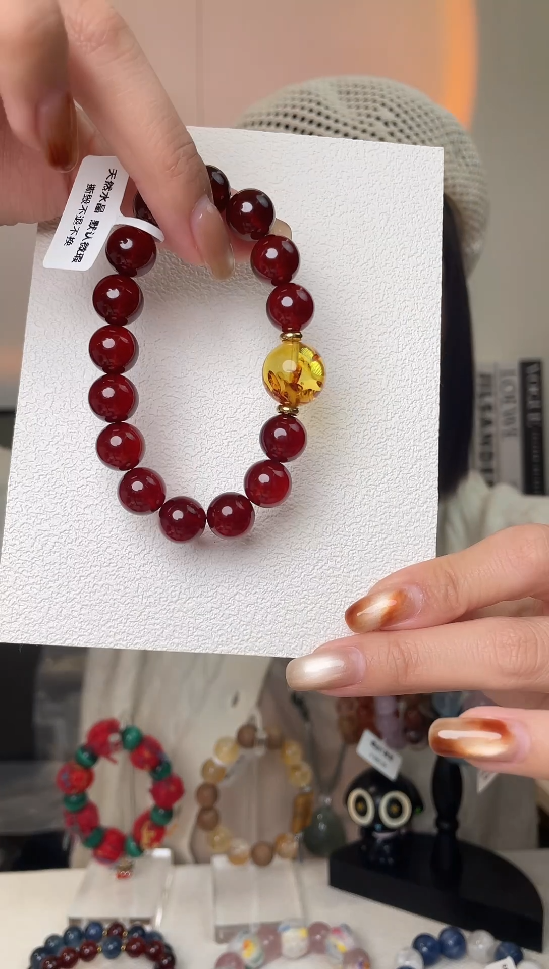 未镶嵌手链水晶橙红石榴石手串，拍10单发整串，拍错发单珠