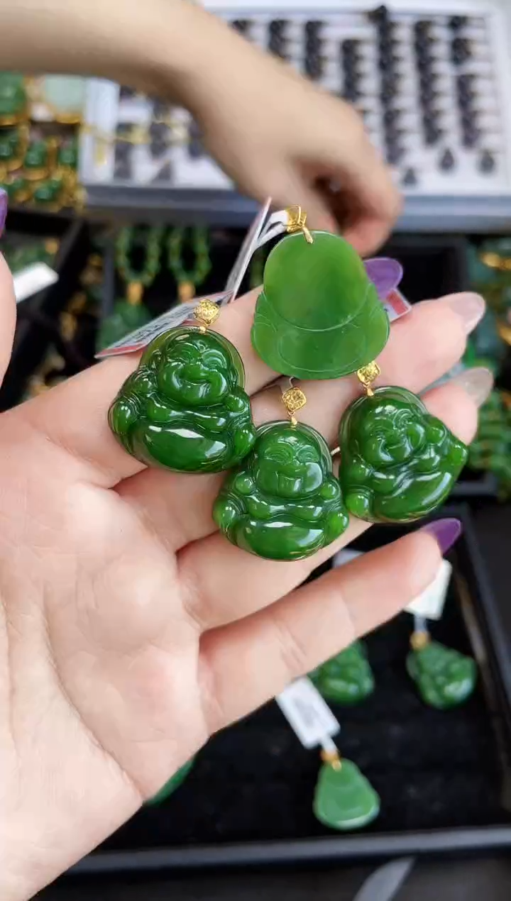 【闪购商品】和田玉吊坠18K金镶嵌多样性发一