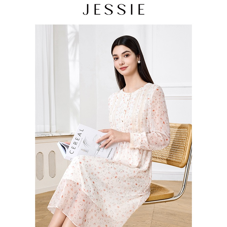 JESSIE2025春夏新款优雅印花连衣裙DP5CBL140