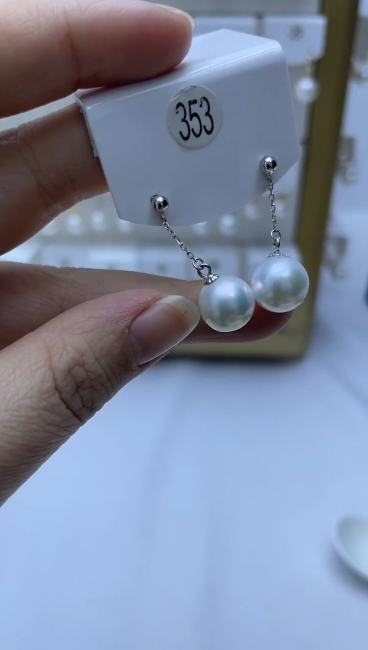 银S925镶嵌耳饰淡水珍珠353