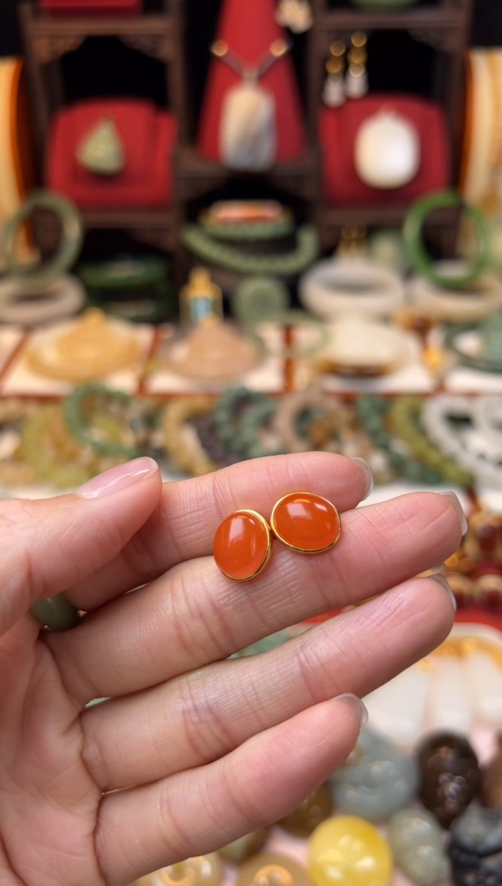 【闪购商品】南红玛瑙耳饰银S925镶嵌福利