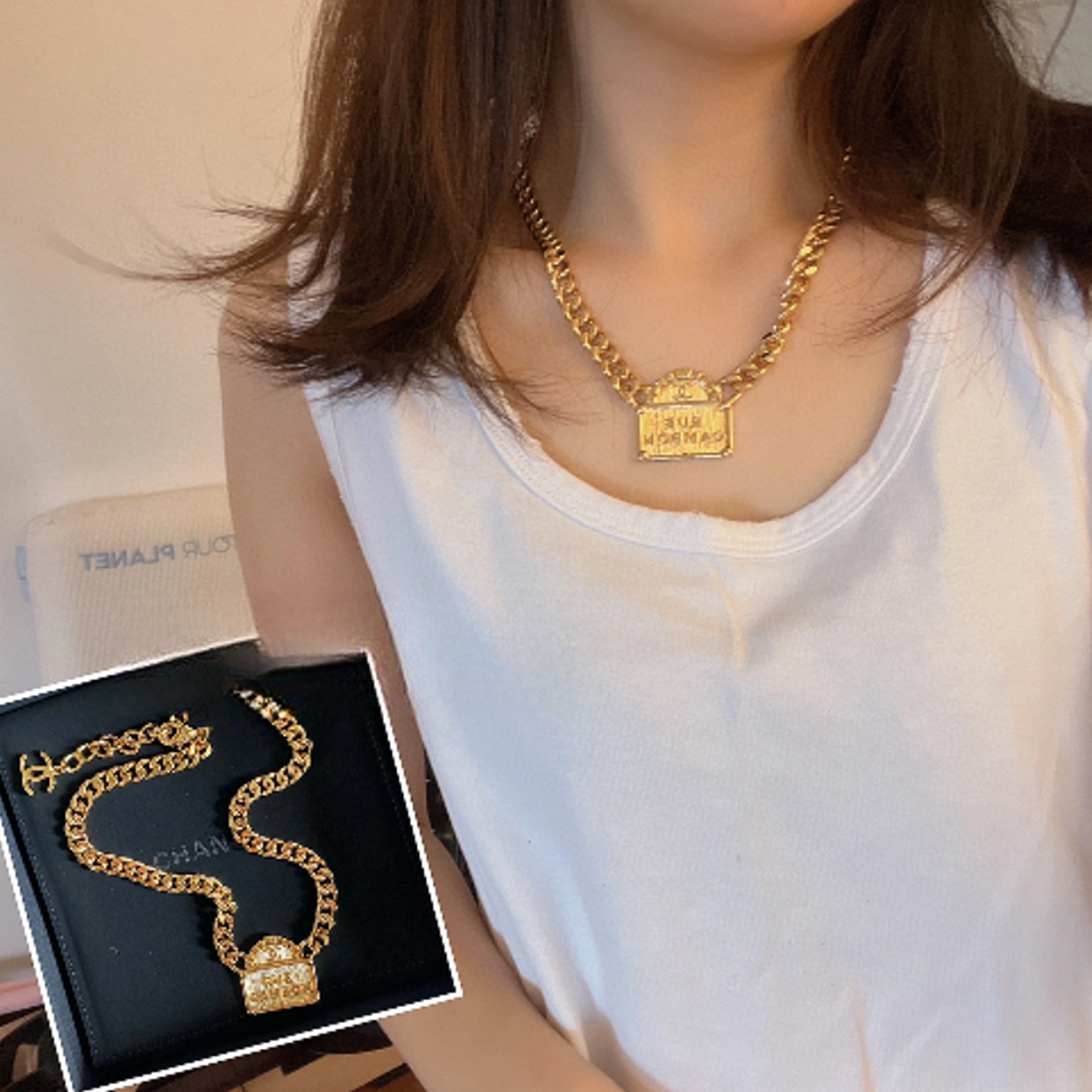 全新未使用 Chanel/香奈儿 珊珊活动 22A 手工坊复古康鹏古巴项链