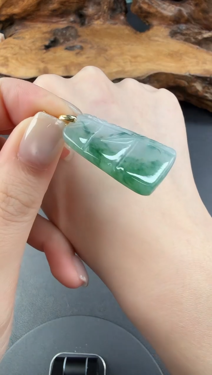 吊坠(不含链)银S925镶嵌翡翠翡翠饰品-11
